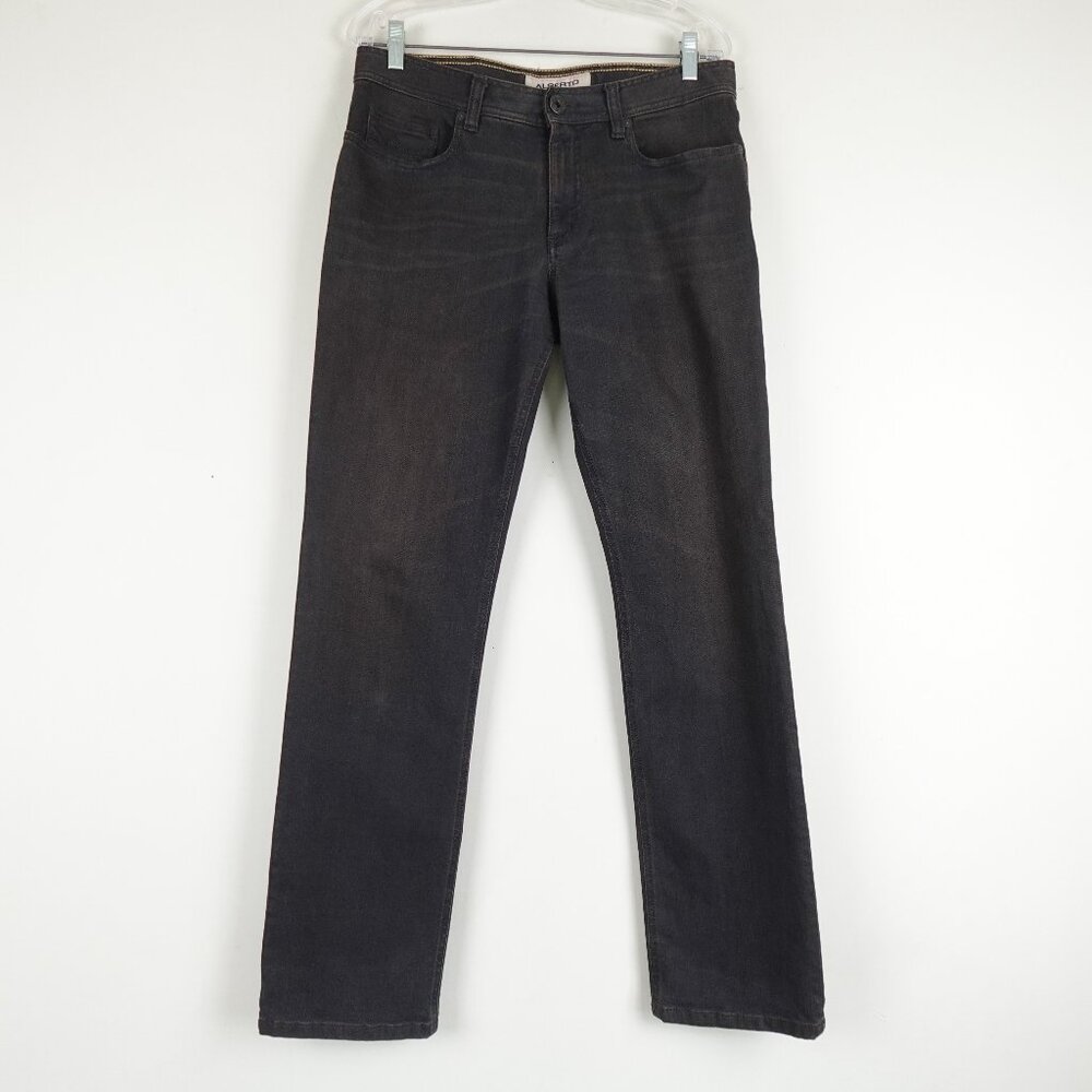 ALBERTO Slim Fit Jeans Men's 33x32 Pipe Black Denim Straight Leg